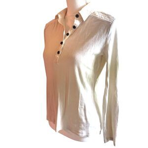 Ralph Lauren Womens Classic Rugby Henley Style Top S Cream Preppy Casual